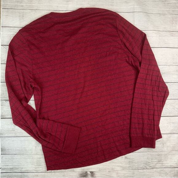 Marine Layer Men's Long Sleeve Henley Shirt Red and Black Stripes Size XL - Picture 9 of 9